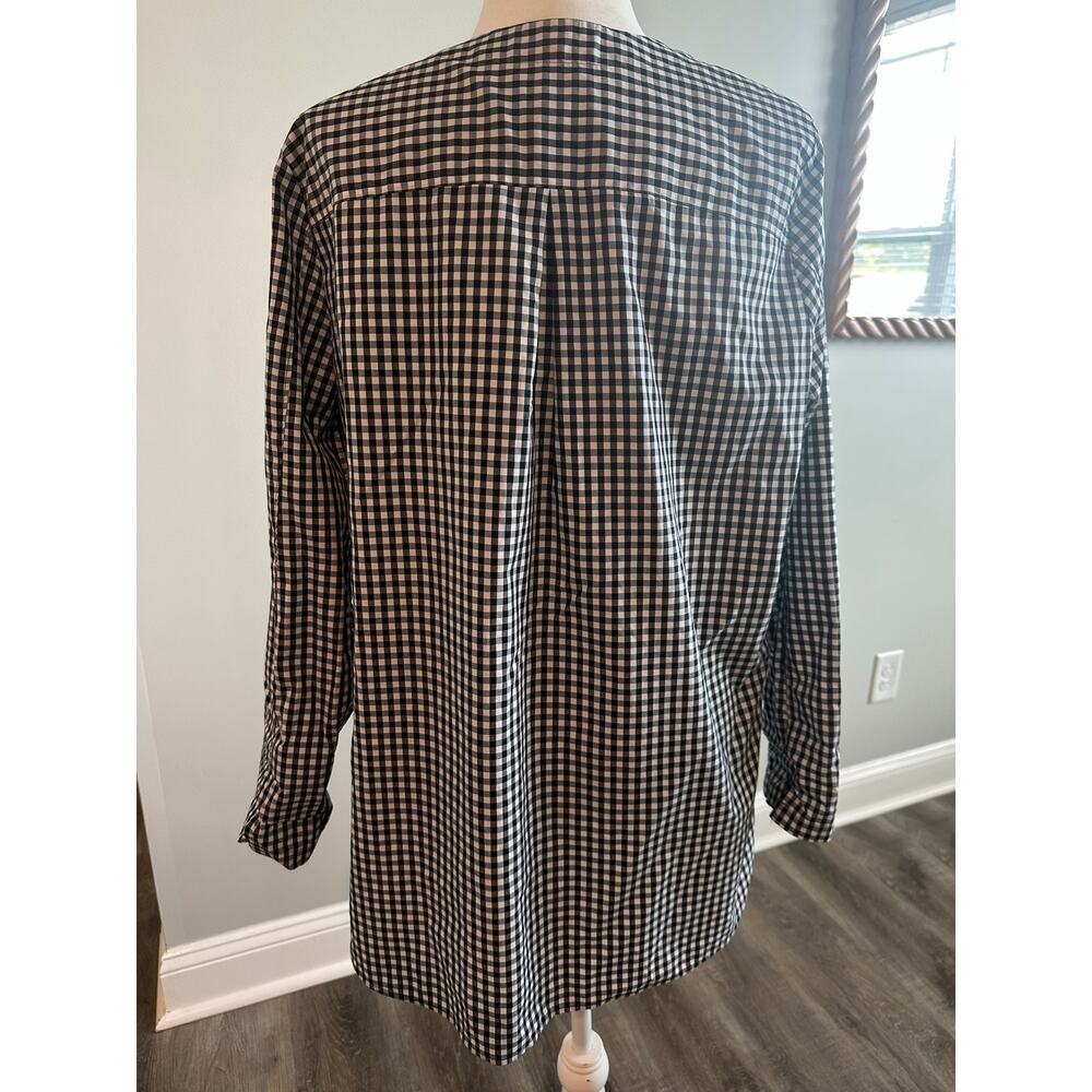 Lands’ End Supima Cotton Gingham Tunic Top Black White Classic Preppy Casual L - Picture 6 of 10